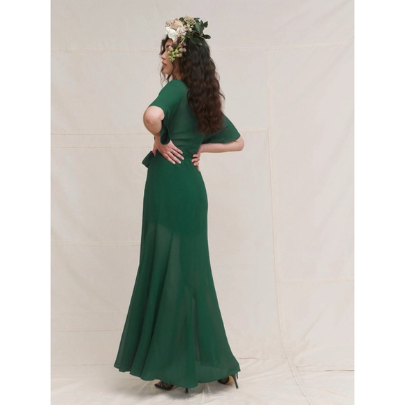 Women's Reformation Emerald Green Winslow Maxi Dress XS - Picture 4 of 8